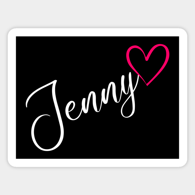 Jenny Name Calligraphy Pink Heart Jenny Name Sticker TeePublic
